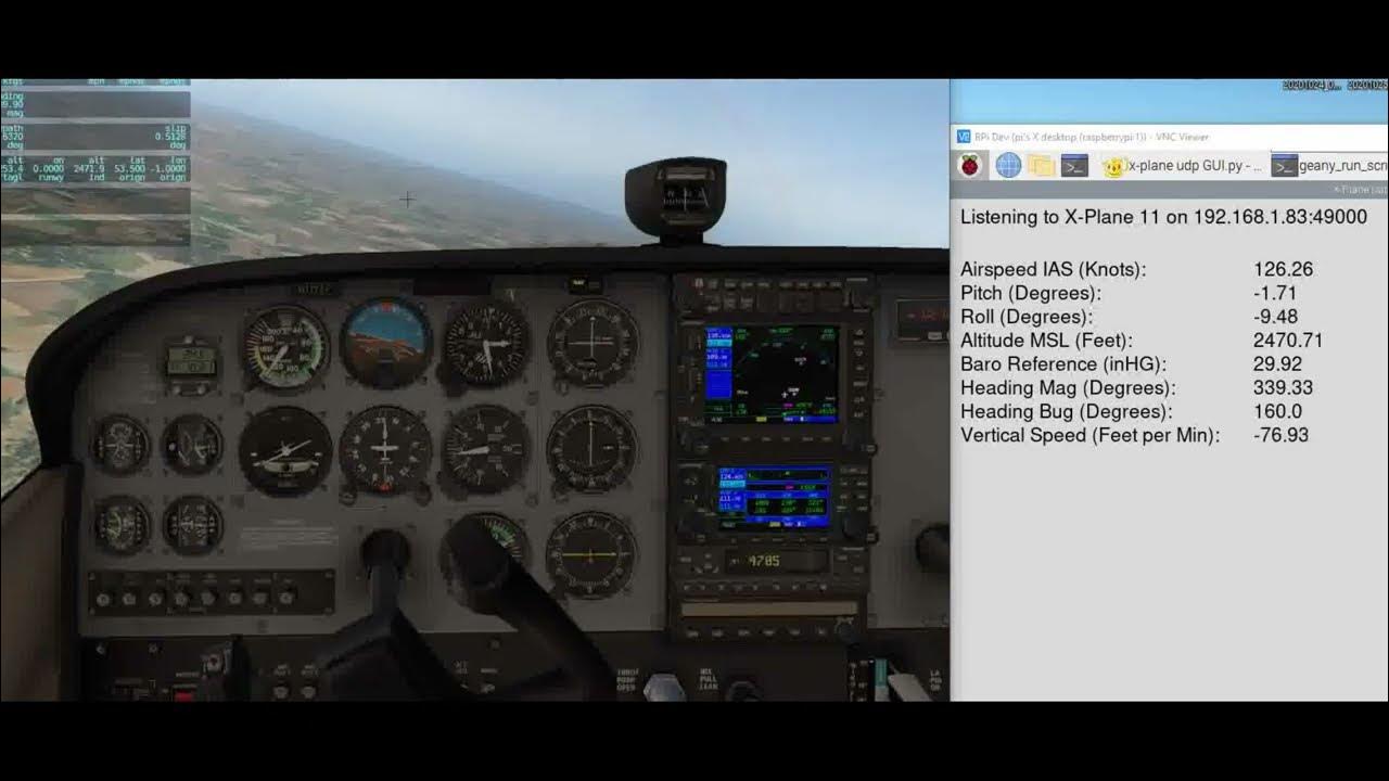X plane 11 udp data output to raspberry pi python gui youtube