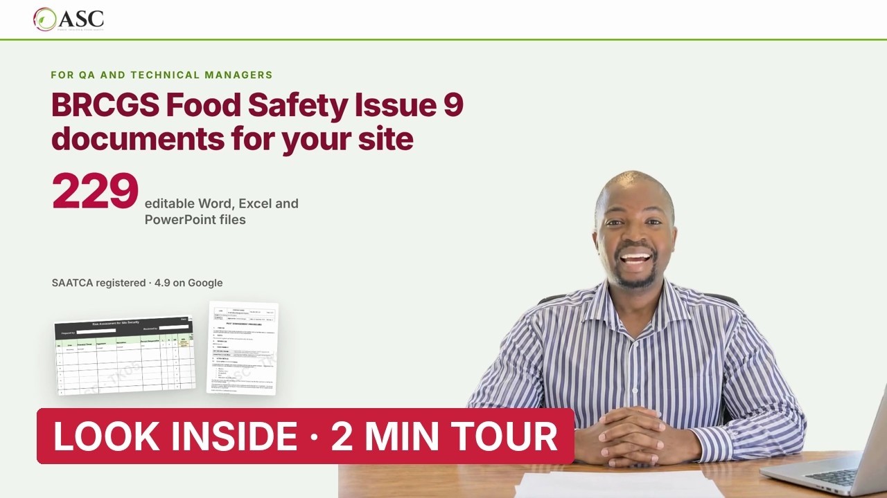 Look inside the BRCGS Food Safety Issue 9 document templates toolkit, 2:32 video tour