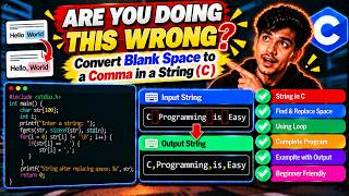 C Programming - Complete Tutorial - Program to convert blank space to a comma in a string