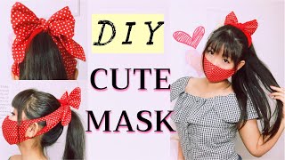 How To Make EASY & CUTE Ribbon Mask to Prevent from Flu Cold & Virus! DIY ~ 簡単！可愛いリボンマスクの作り方　耳が痛くない！
