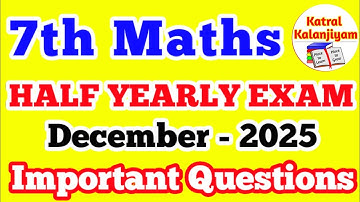 7th Maths Half Yearly Exam important Questions December-2025 7th maths most important sums