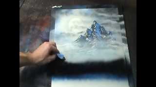 Foam Brush Mountains-  Painting #4 Step By Step Sample clip