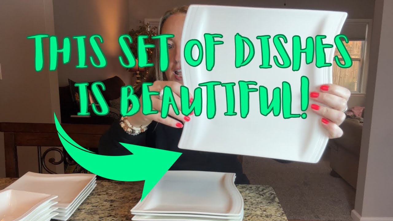 Malacasa Plates and Bowls Sets Review || 12-Piece Ivory White Square Dinnerware Sets for 4