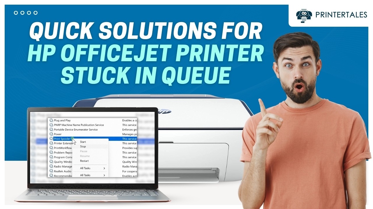 HP OfficeJet Printer Stuck in Queue – Clear Print Queue | Printer Tales ...