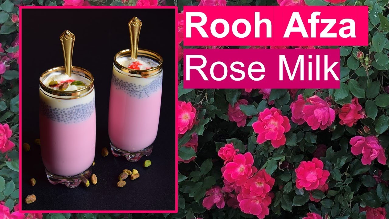 ROOH AFZA recipe  Rose Milk recipe  Rose Syrup Milkshake  Summer Desserts Recipes  Drink recipes