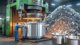 Amazing Process of Recycling Aluminum Scrap Into New Largest Aluminum Cooking Pots In Factory