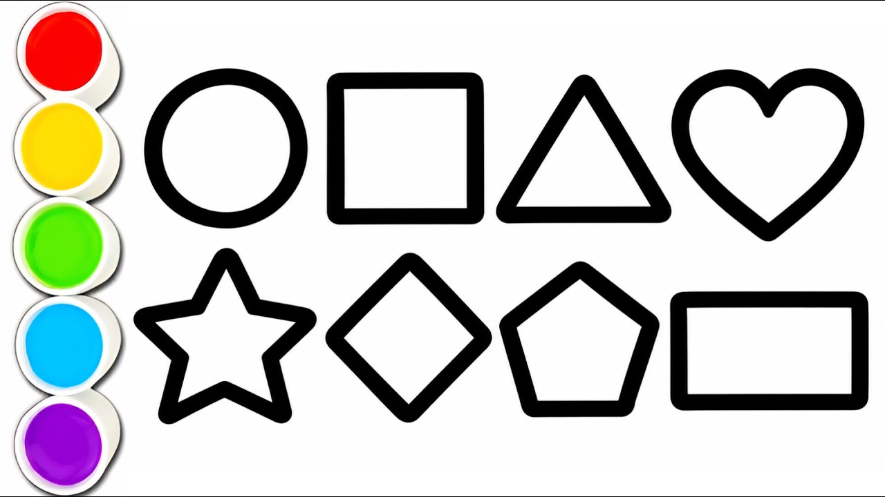 Learn to Draw and Colour 8 Shapes for Kids | Circle, Square, Triangle ...