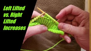 Left Lifted Increase (LLI) and Right Lifted Increase (RLI) stitches for Knitting