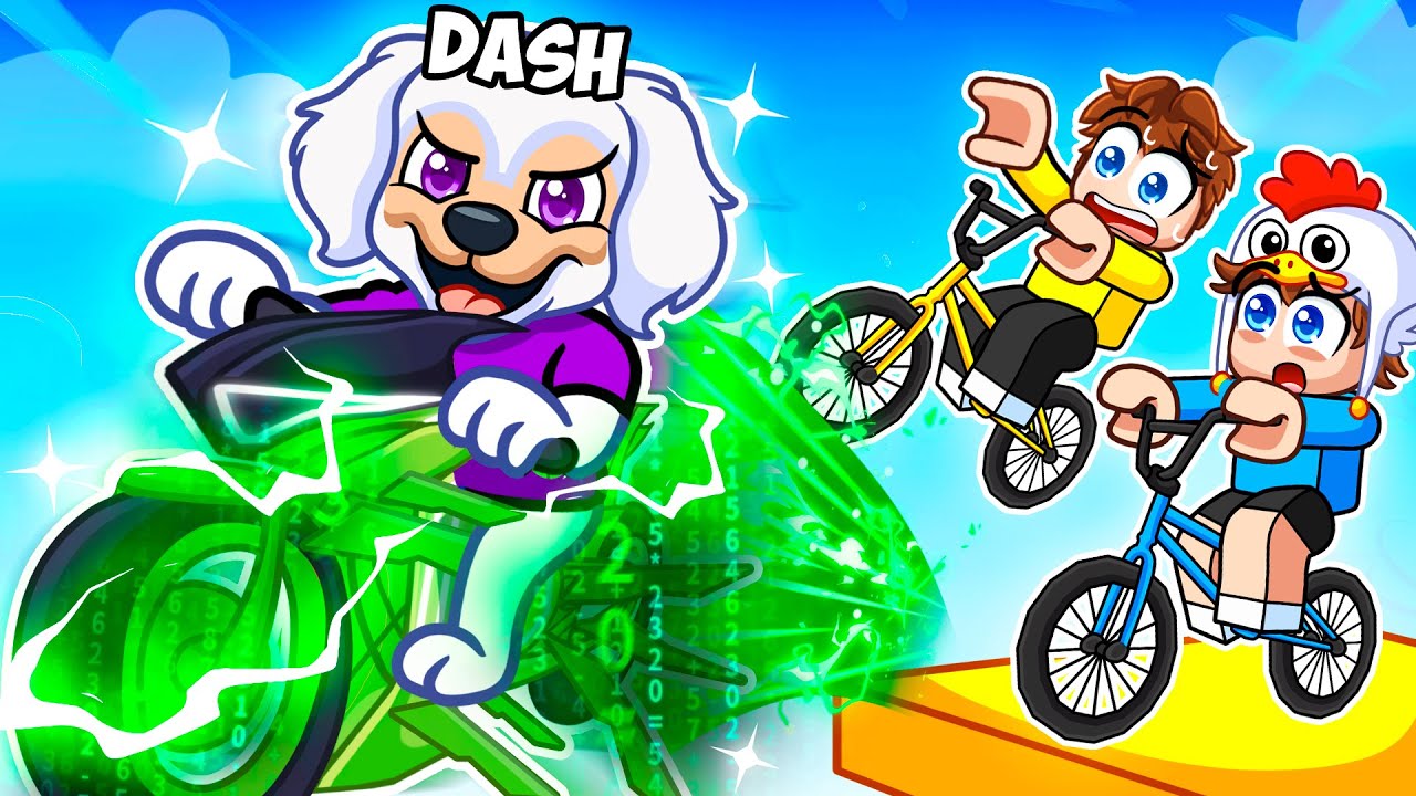 Pretending to be a DOG in Roblox Bike Obby, then using FLYING H4CK3R BIKE!