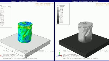 Compression of a steel can wiht a twist at first. Abaqus Explicit Dynamic.