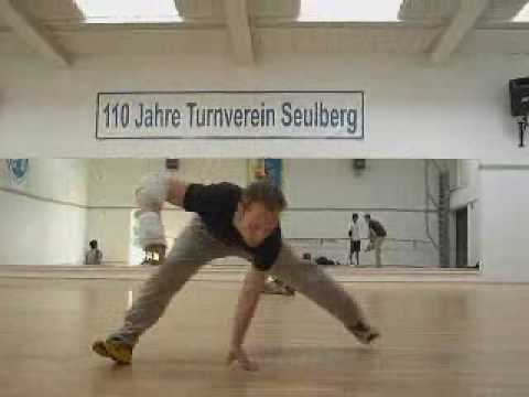 Alex spinning on elbow