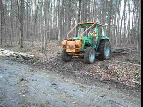 Deutz 6206 AS mit Ritter Forstaufbau beim HolzrÃ¼cken im Januar 2008