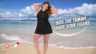 Plus Size Swimsuits For Women Two Piece, High V Neck, Trajes De Baño Para Mujer