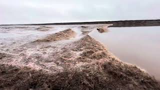 Close up of a level 3 tidal bore @ greater Moncton NB, Canada. March 12, 2024.