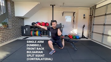 Single Arm Dumbbell Front Rack Bulgarian Split Squat (Contralateral) - Trainifier Exercise Library