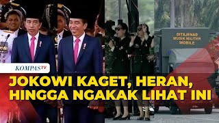 Ekspresi Jokowi Kaget Hingga Ngakak Lihat Mobil Musik Militer di Tengah Parade Alutsista TNI