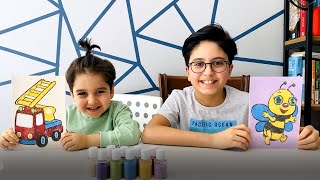 Sado And Keremiko Are Playing Sand Painting - Fun Kids Video