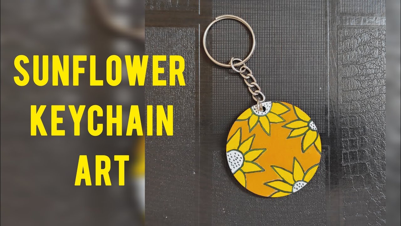 Sunflower Keychain Painting | Bright & Cheerful Handmade Keyring Art