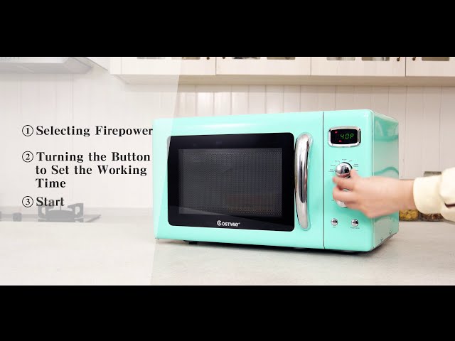 Costway 0.9Cu.ft. Retro Countertop Compact Microwave Oven 900W 8 Cooking  Settings BlackGreenWhite