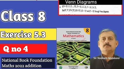 Class 8 Exercise 5.3 Q no 4 Ex 5.3 represent set through Venn Diagrams in Urdu Hindi Sir Nadeem