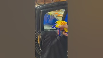 🔵Blue tint with mini squeegee🔵#asmr #tint #tinting #youtubeshorts #satisfying #windowtint #shorts