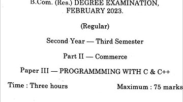 #anu Degree 3rd Semester Programming  With C & C++(B. Com) Important Public Question Paper-2023#sem3