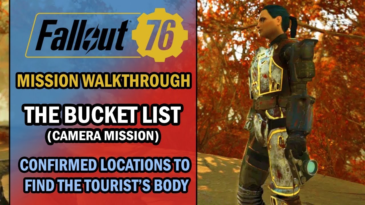 Fallout 76 Side Mission Walktrough The Bucket List Camera Mission How To Find The Tourist Youtube