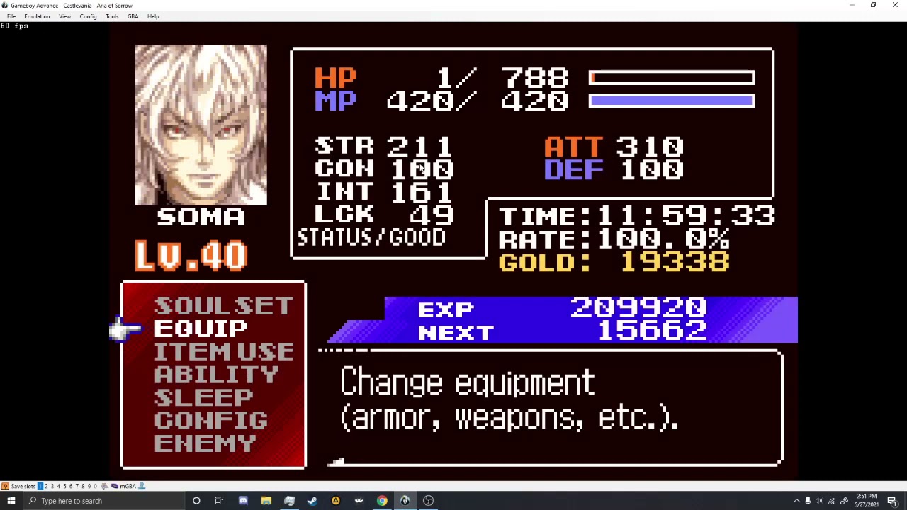 [Not WR] - Castlevania: Aria of Sorrow - Soma Boss Rush - 1:21:15 (IGT)