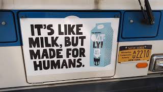 MILKMade 4 AdultHumans= VEGAN not your MOM not your Milk Dairy free cheese?nice creamOatly ad NYC