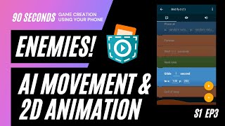 2D Animation &amp; AI Movement PocketCode Game Engine Tutorial S1 Ep3, Mobile Game Creation