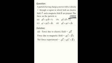 a particle having charge q moves with a velocity v through a region in which. #neet2022 #aiims