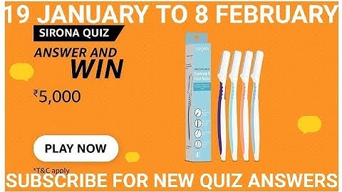 Amazon Sirona Quiz Answer and Win, win 5000, Quiz on January