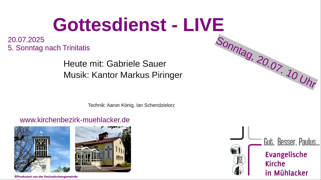 Gottesdienst - LIVE: 20. Juli 2025 - YouTube