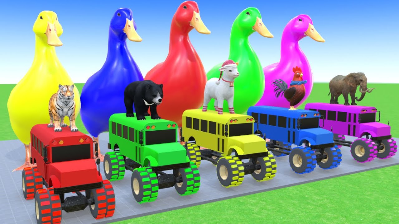 Long Slide Game With Cow Elephant Gorilla Hippopotamus Tiger 3d Animal Game Funny 3d Animals