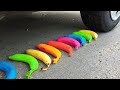 Crushing Crunchy &amp; Soft Things by Car! - EXPERIMENT: CAR VS RAINBOW BANANAS