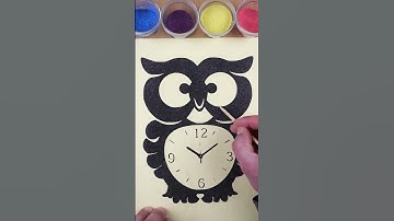 creative diy sand painting Owl- Wall Clock/colors/sand art/ coloring Owl- Wall Clock