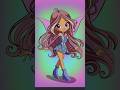 Flora chibi 🌸 random color challenge 🎨 #winxclub #procreate #digitalart #flora #shorts