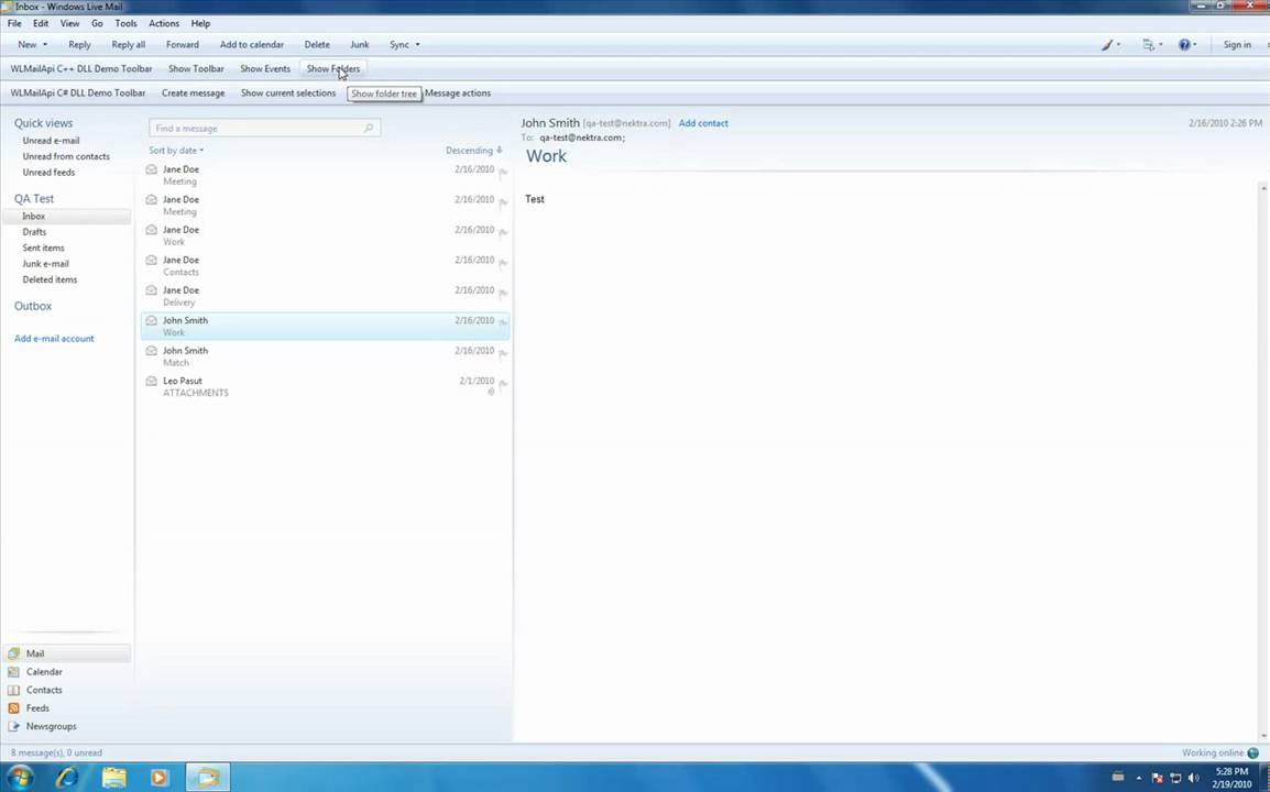 Nektra's Windows Live Mail API interacts with all the Windows Live Mail