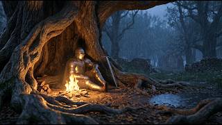 lonely knight beneath the ancient tree | cozy medieval ambience