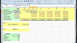Long term project apraisal with inflation, NPV, IRR in excel