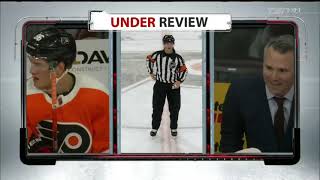 Referees call a phantom major penalty in order to review a play