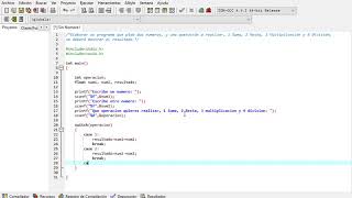 Operaciones Switch/Case en DevC++