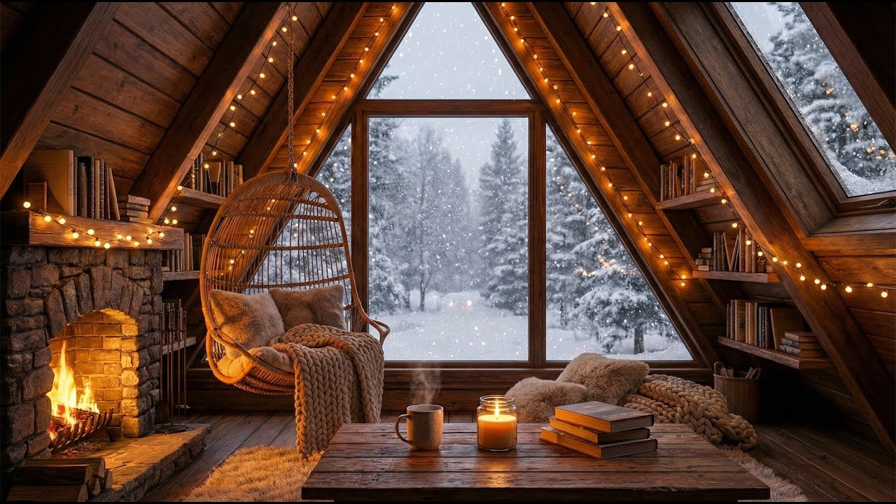 Cozy Winter Cabin Žumberak ❄️ Fireplace Ambience, Falling Snow & Quiet Retreat | Relax, Study, Work