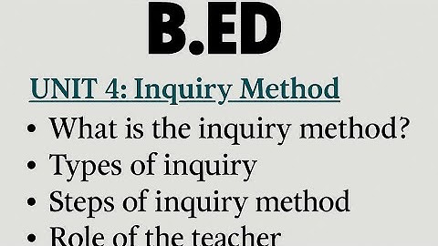 Unit 4 | General Methods pf Teaching | Inquiry Method in Teaching | B.Ed