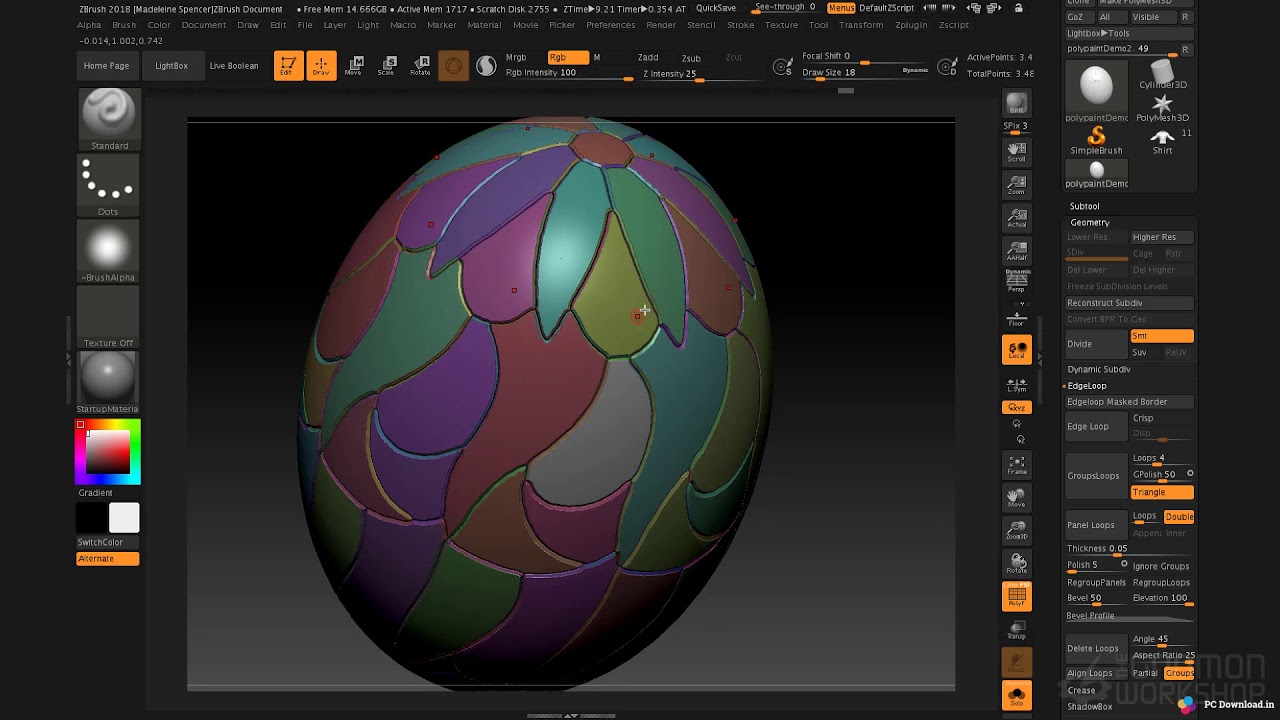 paint polygroup zbrush