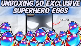 📦👋UNBOXING 50 EXCLUSIVE SUPERHERO EGGS IN PET SIMULATOR 99👋📦