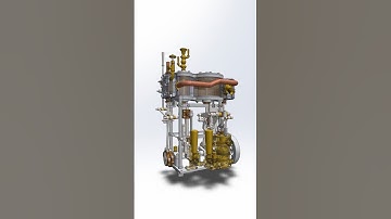Twin Cylinder Vertical Compound Steam Engine | #shorts #3danimation #solidworks | Master CAD Studio