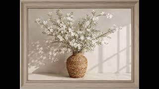 4K TV Wallpaper | Elegant WhiteBlossoms & Woven Vase | 7Hours of Relaxing Violin Music screenshot 1