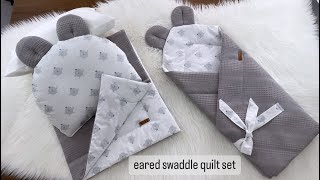 Baby nest Eared Swaddle Quilt Set Making | Baby Sleeping Set Sewing 🐰 screenshot 5