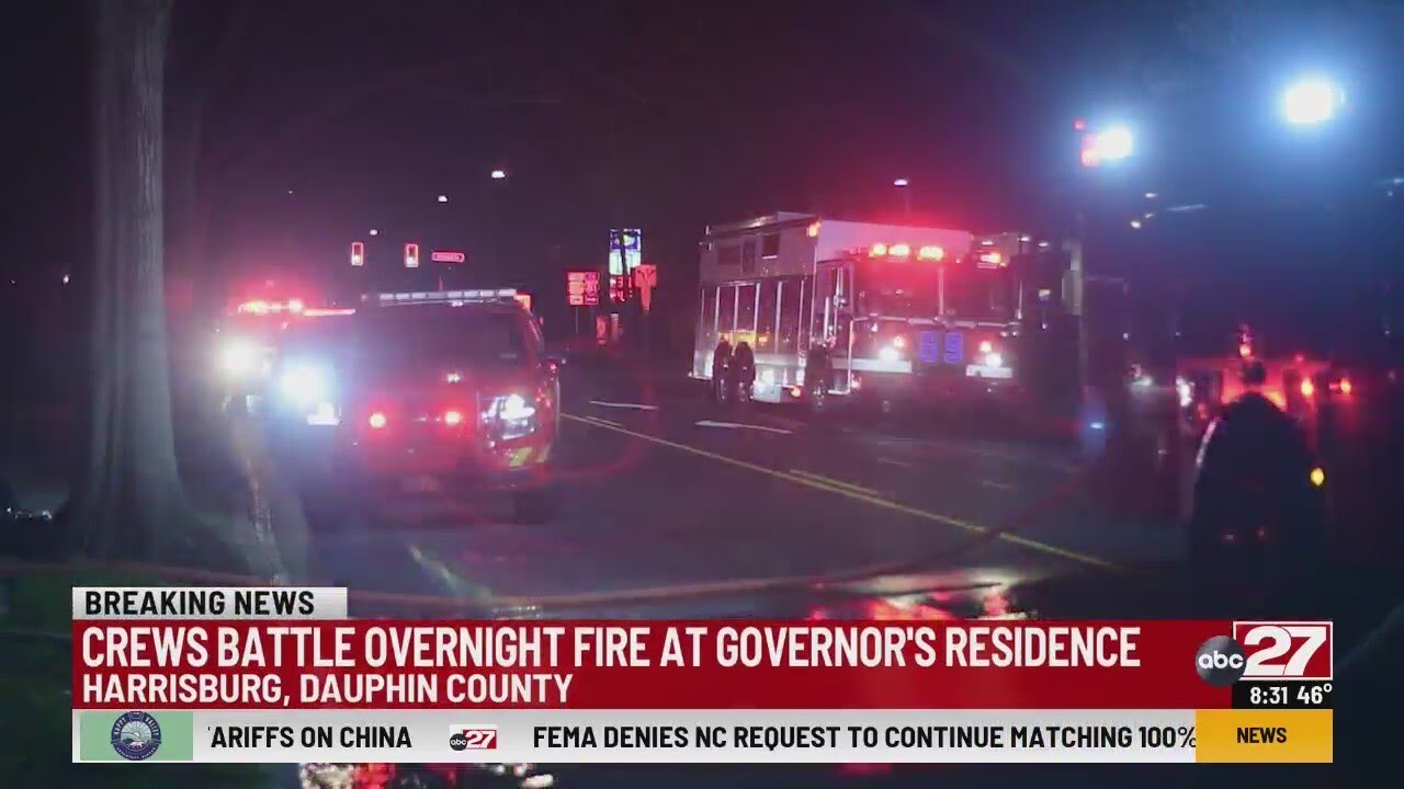 Crews battle overnight fire at Governor’s Residence - YouTube